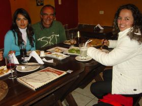 With friends Ruth and Vanny at Cuzco Pizzeria