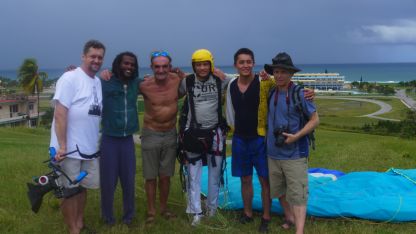 part of the crew from Nov/Dec 2013 , Tropicoco hotel in background